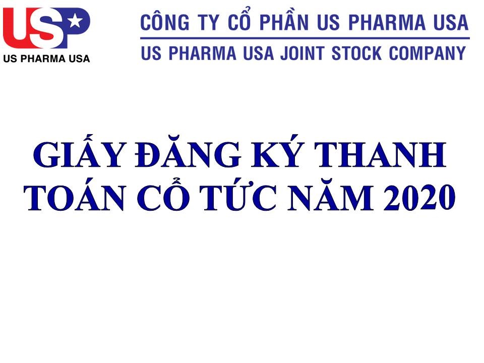 MẪU GIẤY ĐĂNG KÝ THANH TOÁN CỔ TỨC NĂM 2020